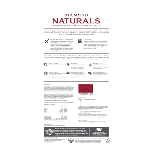 Diamond Naturals Chat Intérieur: probiotiques et antioxydants pour une digestion équilibrée.
