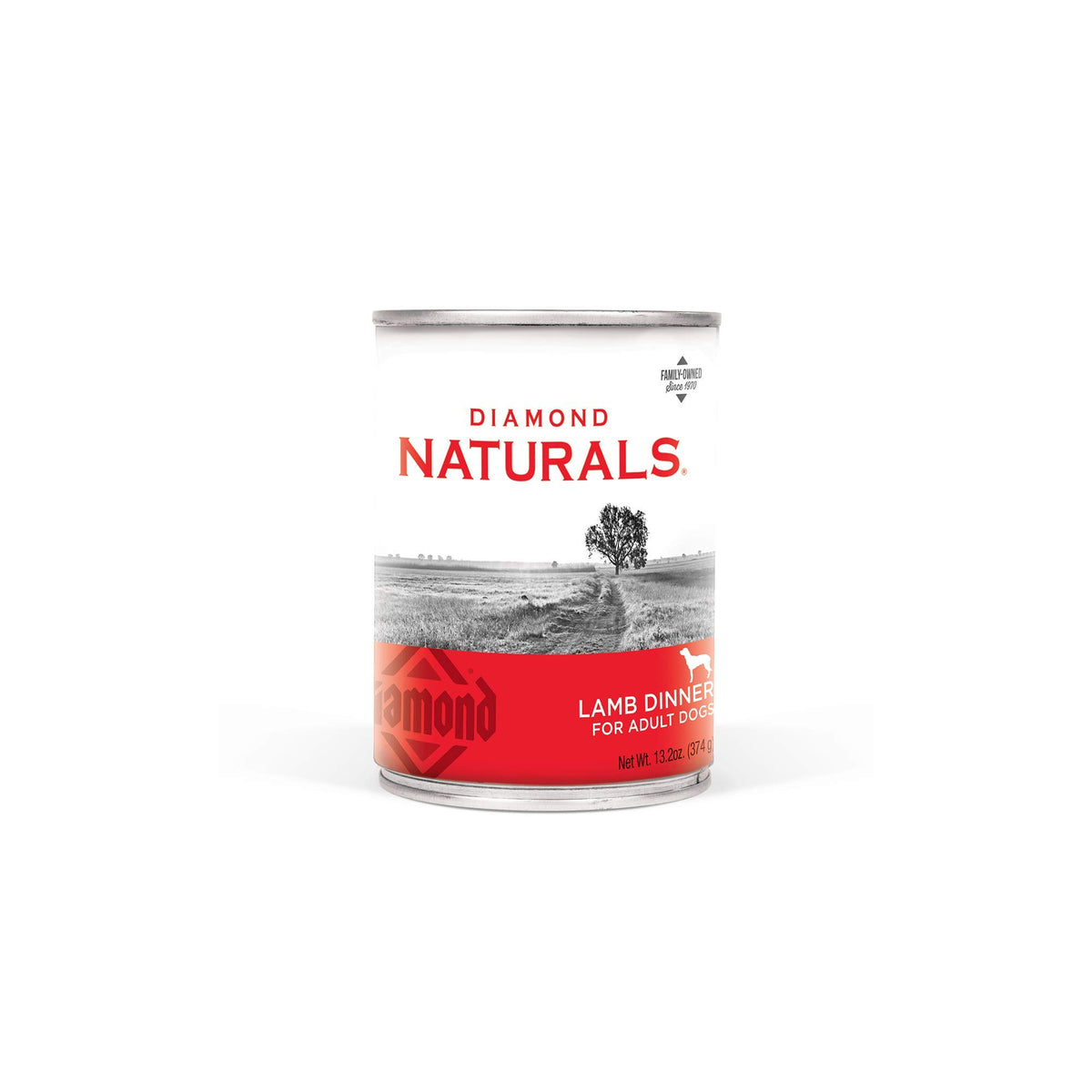 Diamond Naturals Dîner-agneau: boîte pour chien ouverte, énergie durable.