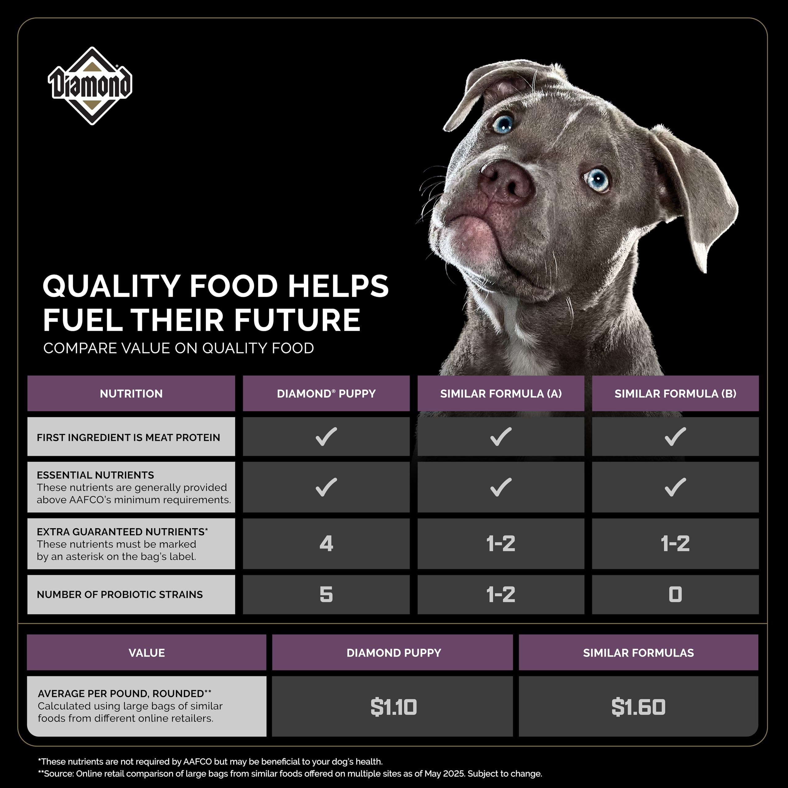 Diamond Puppy - probiotiques et antioxydants pour digestion et immunité.
