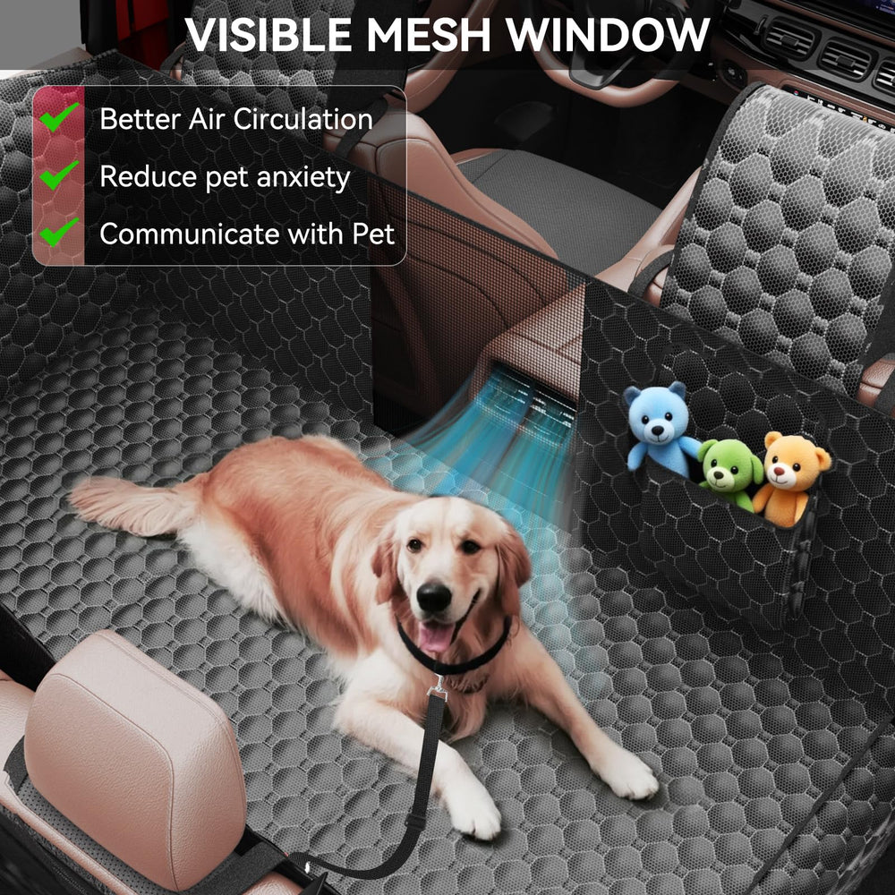 DIAMOOKY hamac avec fenetre maillee facilite la vue et apaise anxiete du chien.