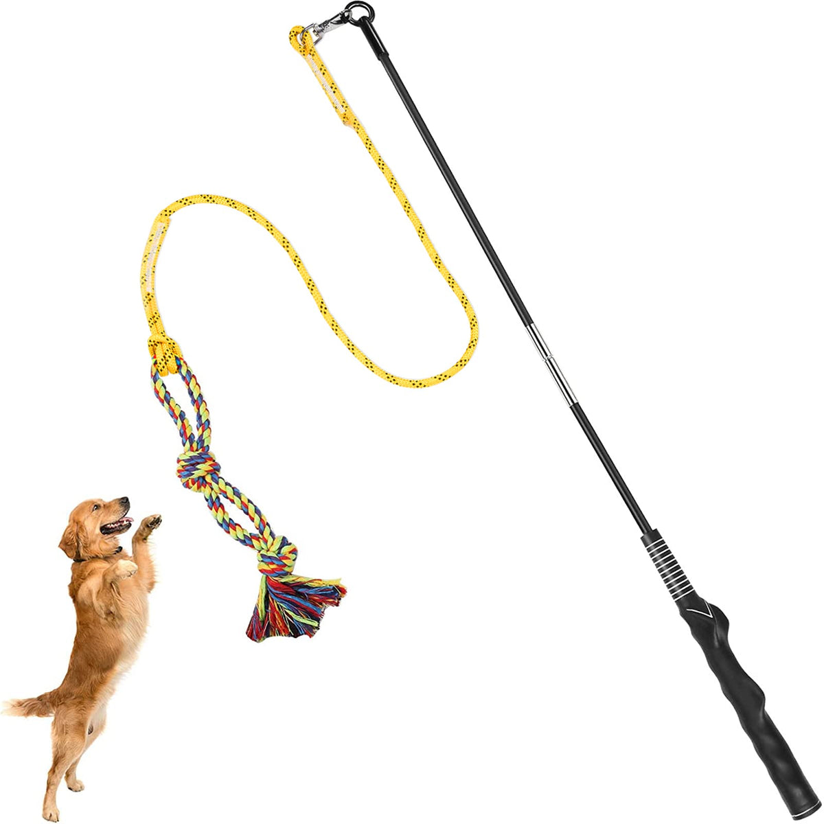 DIBBATU Flirt Pole pour chien en extérieur, stimulation ludique et exercice.