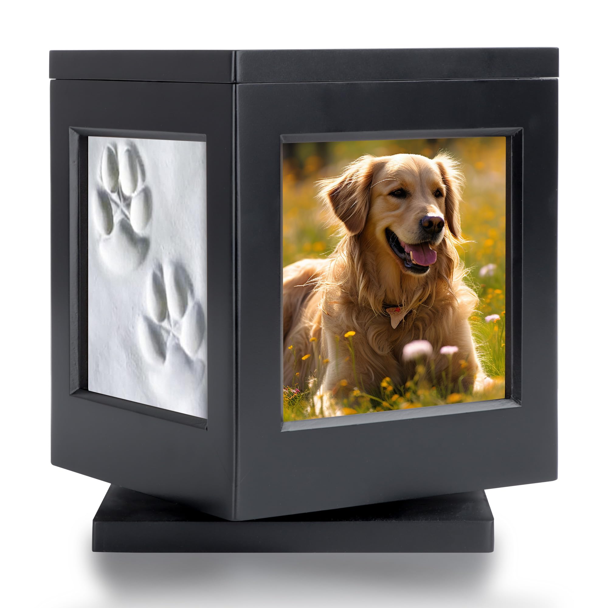 Urne personnalisée DiDiBirDi pour chien noir, mémoire durable et élégante.