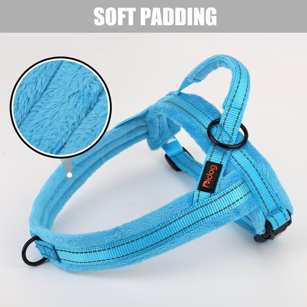 Didog harnais flanelle bleu — sangle réfléchissante pour la sécurité nocturne.