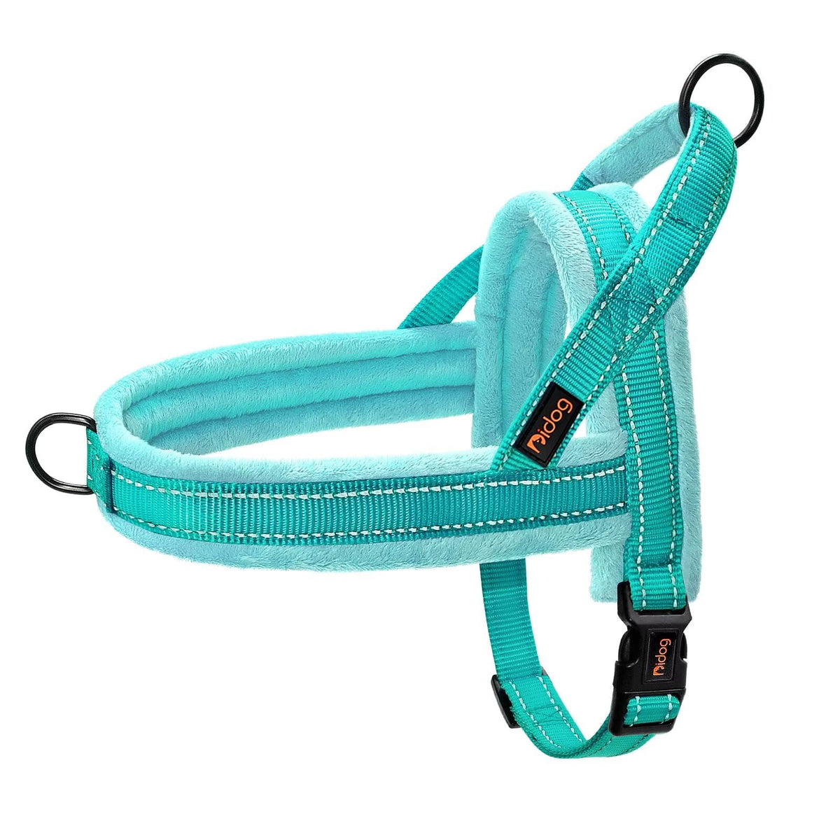 Harnais Didog en flanelle douce, vue avant, confort immédiat pour les promenades quotidiennes.