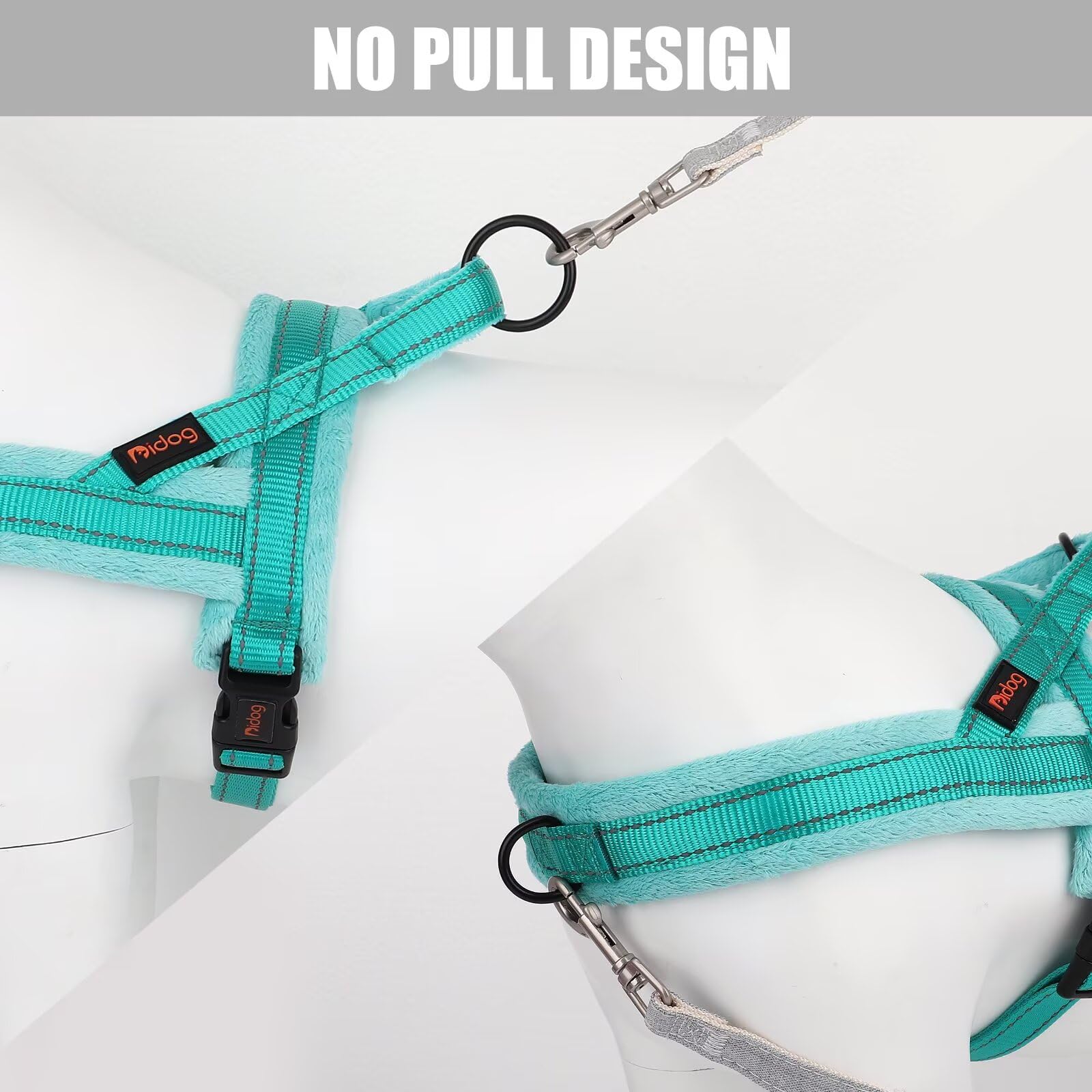 Harnais Didog rembourrage flanelle, vue dos, confort sur le torse.