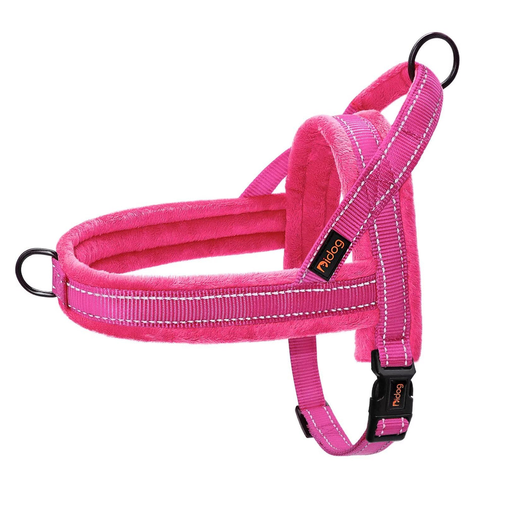 Didog harnais flanelle douce rose — vue avant, confort et ajustement rapide.