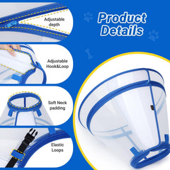 Didopet cône bleu XL – bord doux et rembourré pour plus de confort durant l’usage.