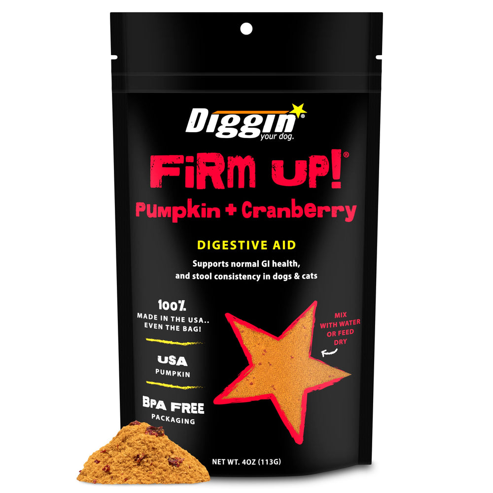 Diggin' Your Dog Firm Up Citrouille Cranberry, bouteille: soutien potentiel à la digestion et à la régularité.