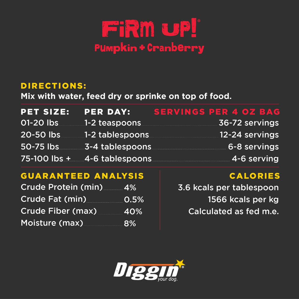 Diggin' Your Dog Firm Up Citrouille Cranberry, emballage-main: démonstration de l’emballage et traçabilité.