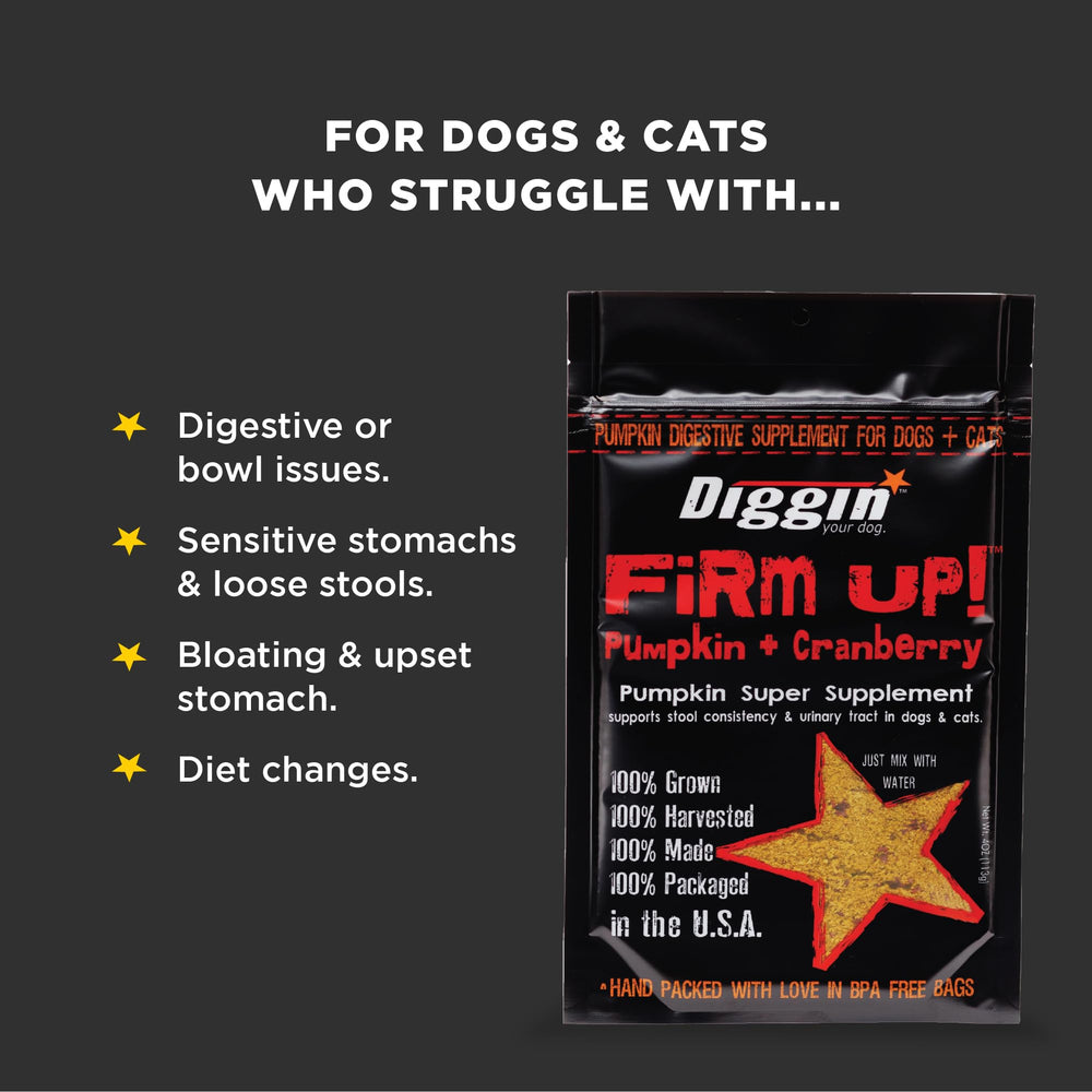 Diggin' Your Dog Firm Up Citrouille Cranberry, sachet refermable: pratique en déplacement.