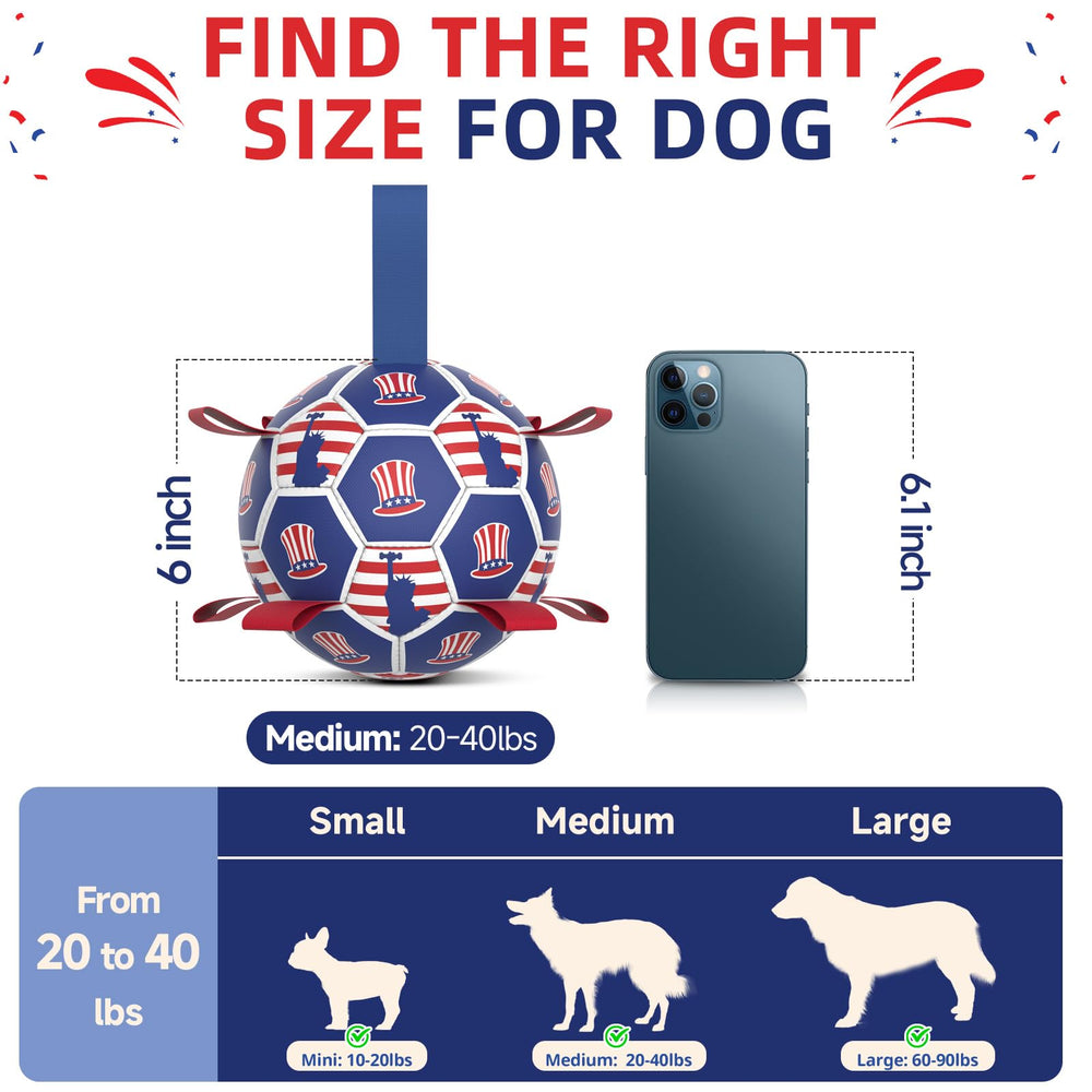 Diman balle de football moyenne 20-40lb, taille idéale pour petits et moyens chiens.