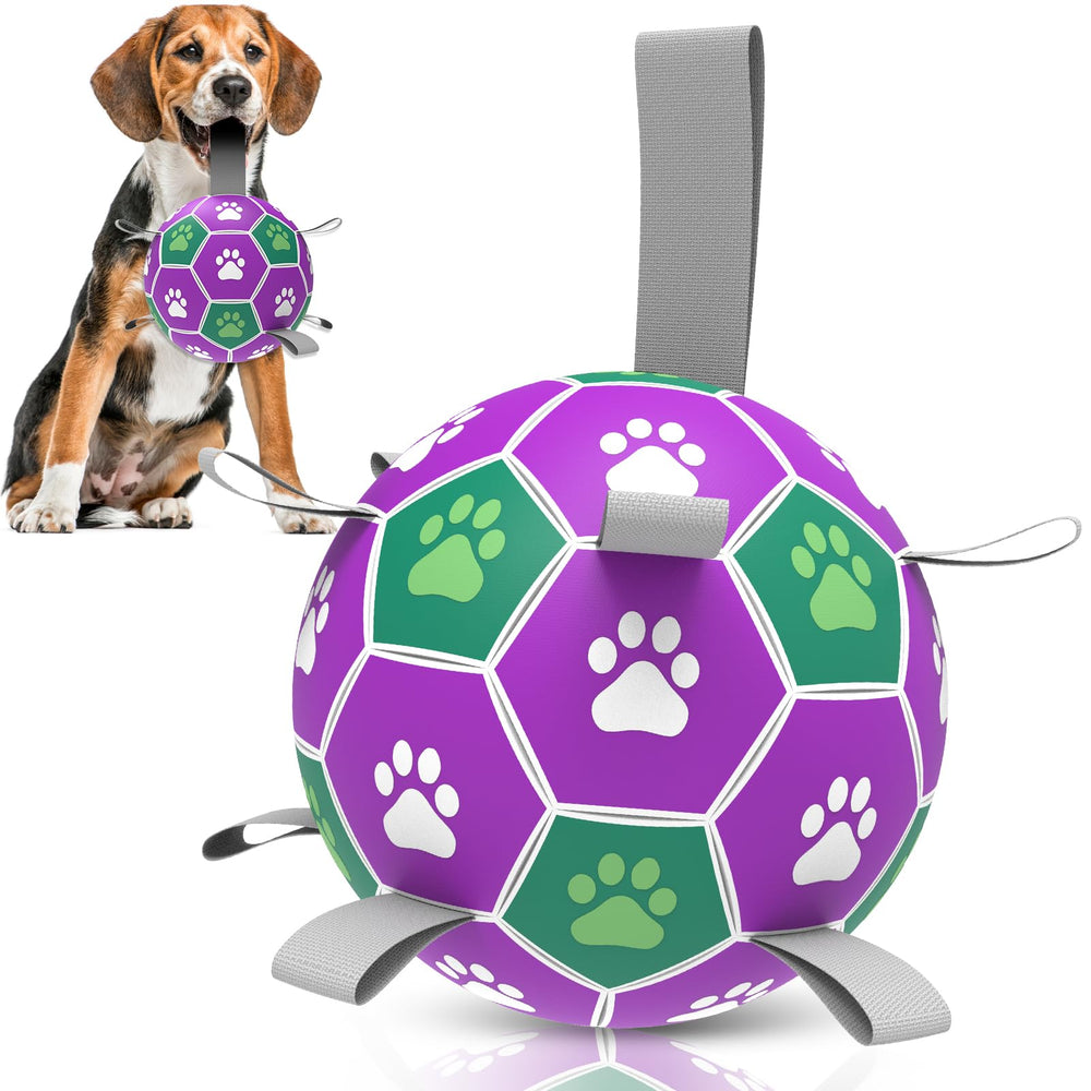 Diman ballon-foot chien avec sangle en nylon, pratique pour le jeu de récupération en extérieur.