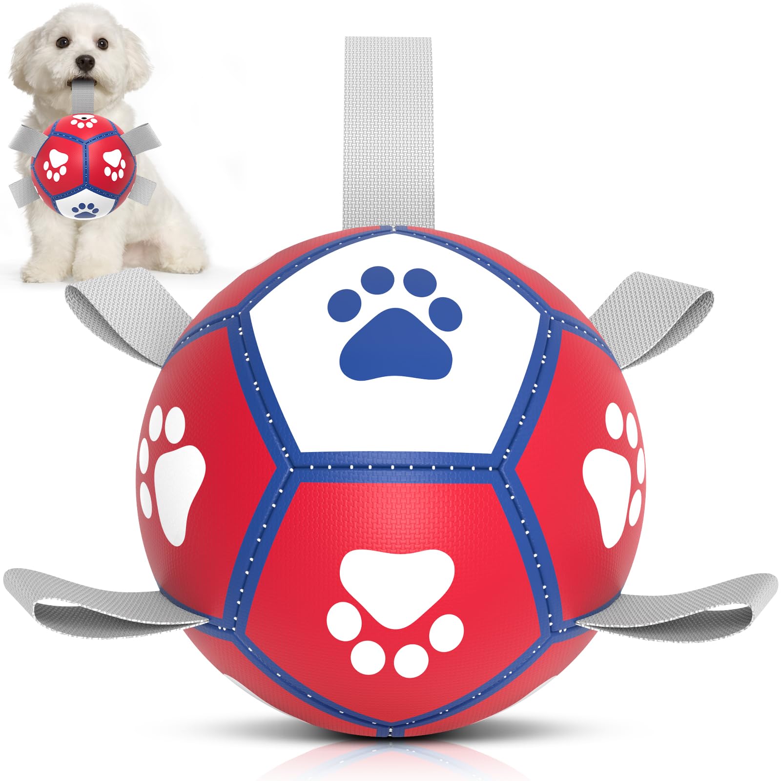 Diman Ballon-foot-pour-chien-petit-avec-sangles, parfait pour jeux extérieurs.