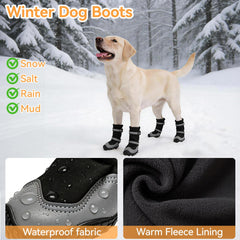 Dimicoo bottes pour chien haute tige imperméables et réfléchissantes, visibilité nocturne.