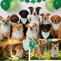 Dimidium bandanas slogan bisou canin trefle vert, parfait pour défilés et promenades.