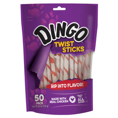 Friandise Dingo : bâtonnets torsadés au poulet, goût savoureux.