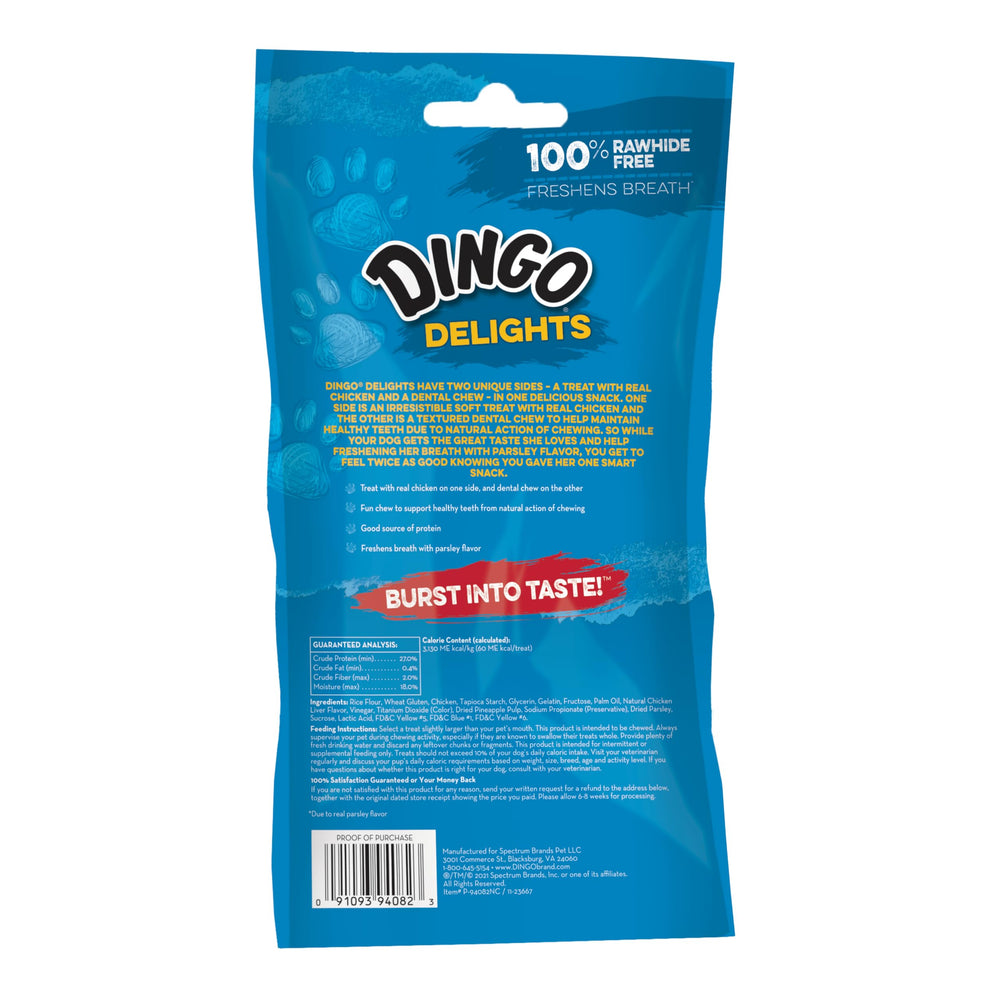 Dingo Delights : face douce au poulet, récompense savoureuse.