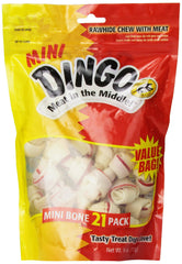 Dingo Mini Bones au poulet enrobe cuir brut, contribue au nettoyage des dents.