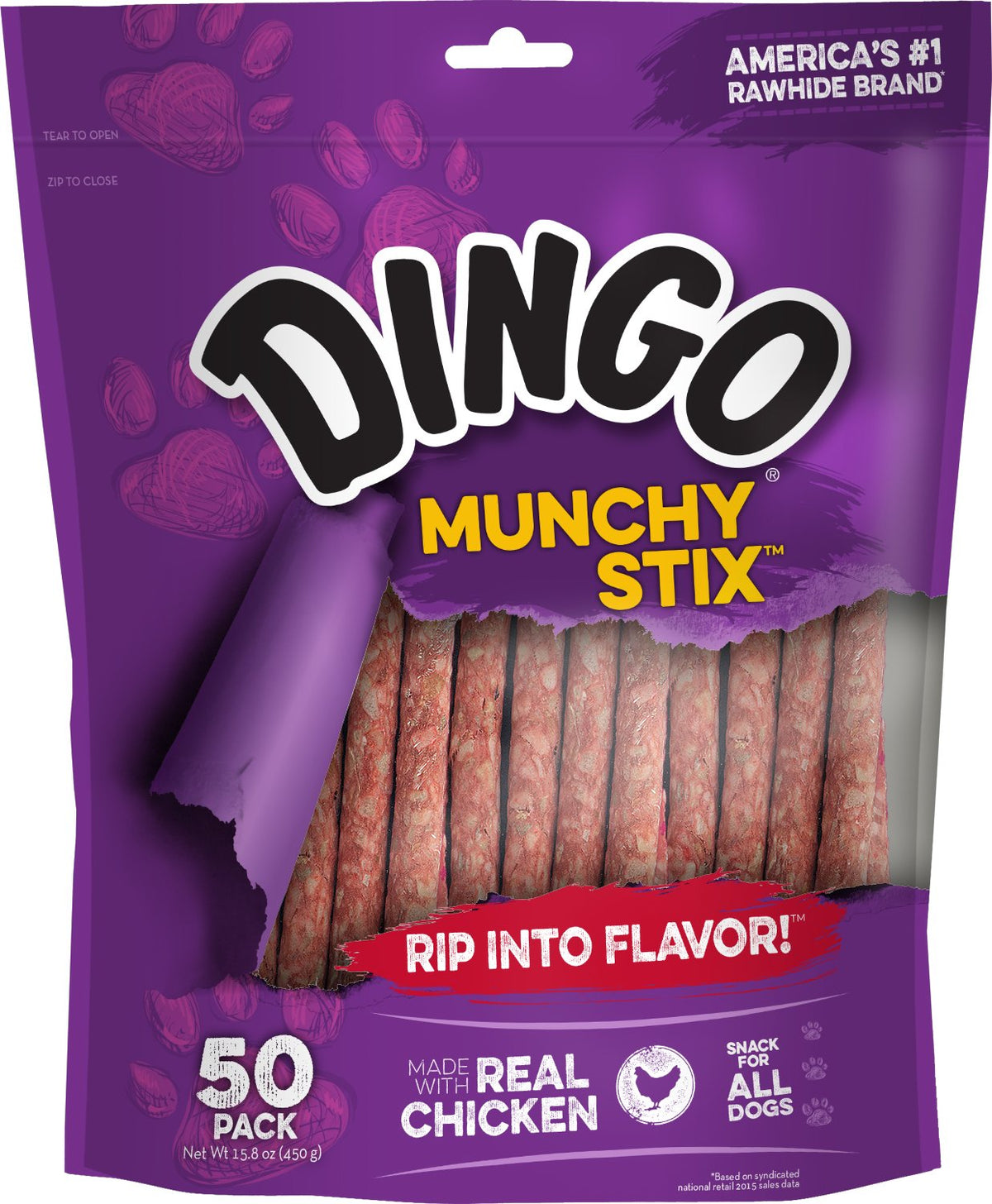 Dingo Munchy Stix – bâtonnet mastic poulet réel, goût irrésistible pour chien