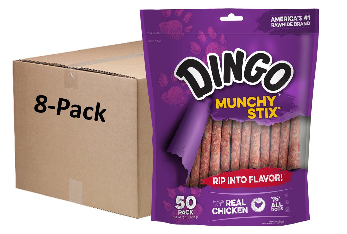 Dingo Munchy Stix avec morceaux de poulet visibles pour récompenser