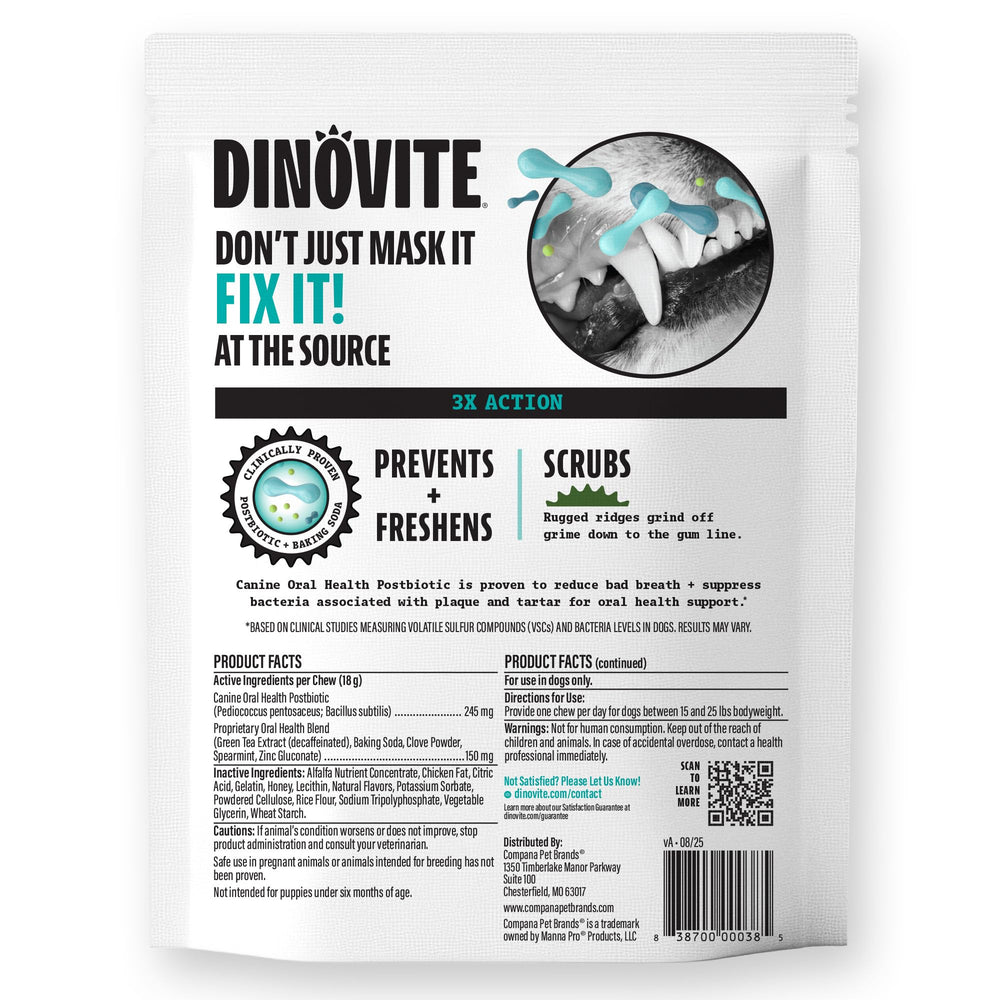 Usage quotidien facile des bouchées pour petites races Dinovite.