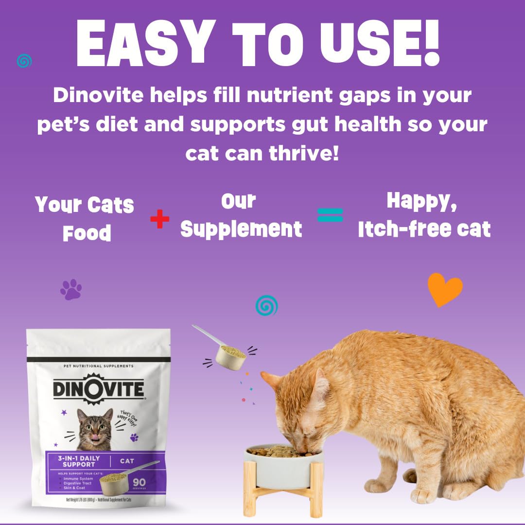 Dinovite pour chats – fabrication aux États‑Unis au Kentucky.