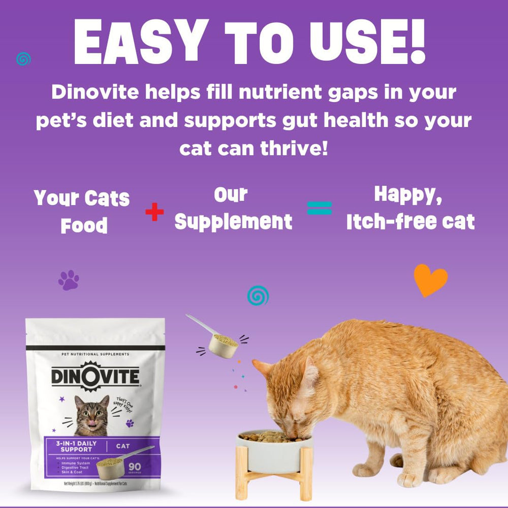 Dinovite pour chats – fabrication aux États‑Unis au Kentucky.