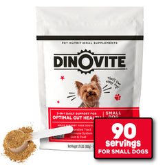 Dinovite Probiotiques chien bouteille: soutien digestif quotidien et peau saine.