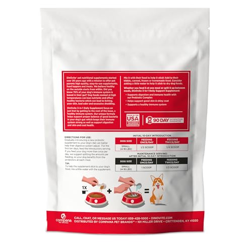 Dinovite Probiotiques chien poudre digestive: améliore le transit et le confort.