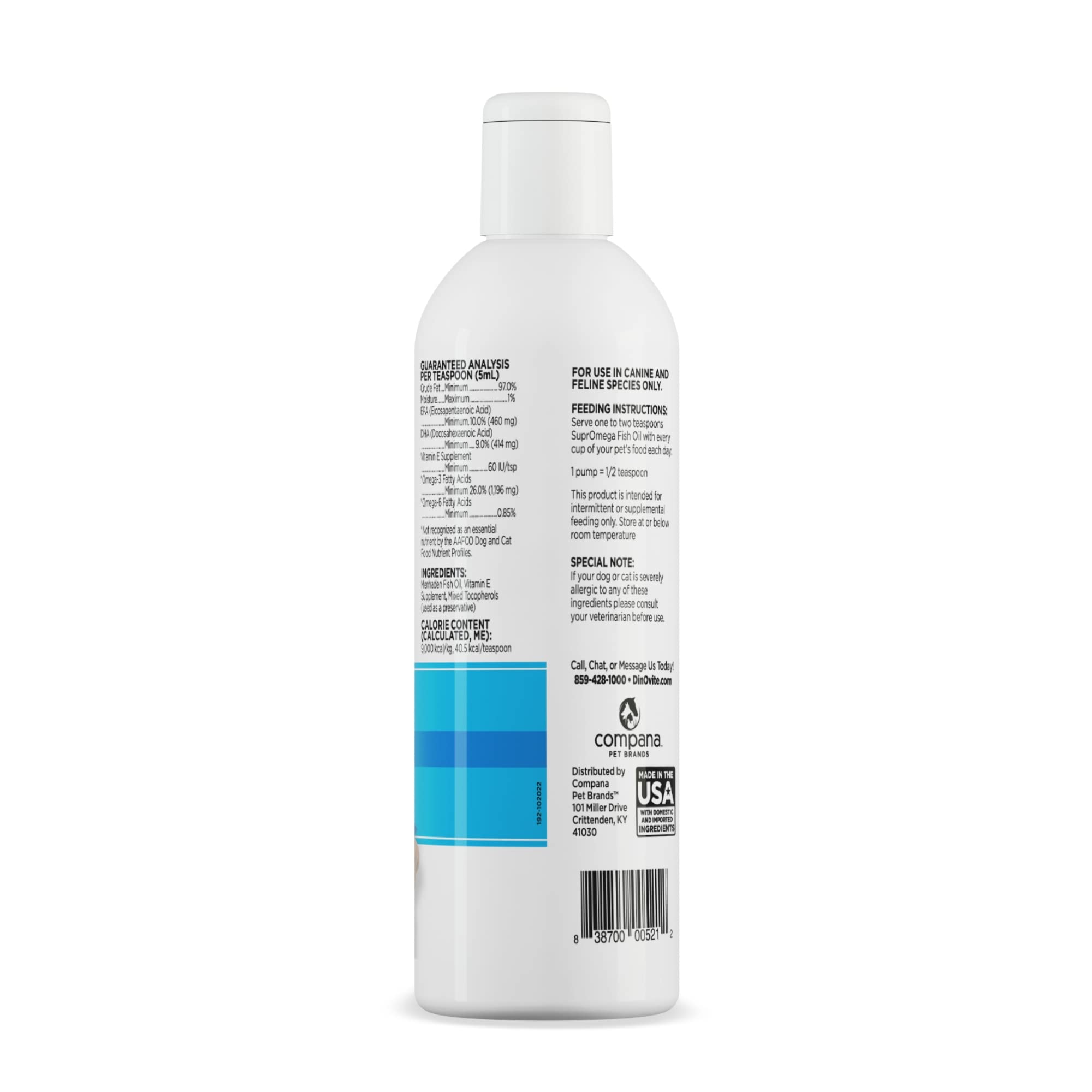 Dinovite SuprOmega emballage-8oz : format pratique à conserver et utiliser.