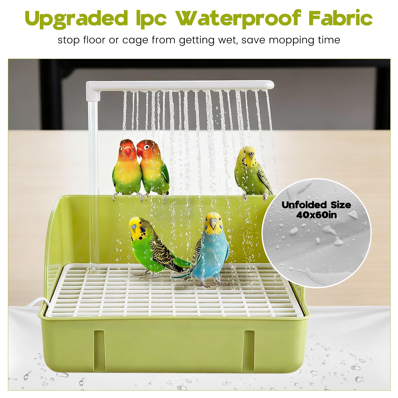 Bain collectif pour oiseaux DINTSTYLE, sessions de douche partagées.