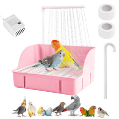 DINTSTYLE bain-perroquet rose grand-capacite: espace confortable pour plusieurs oiseaux