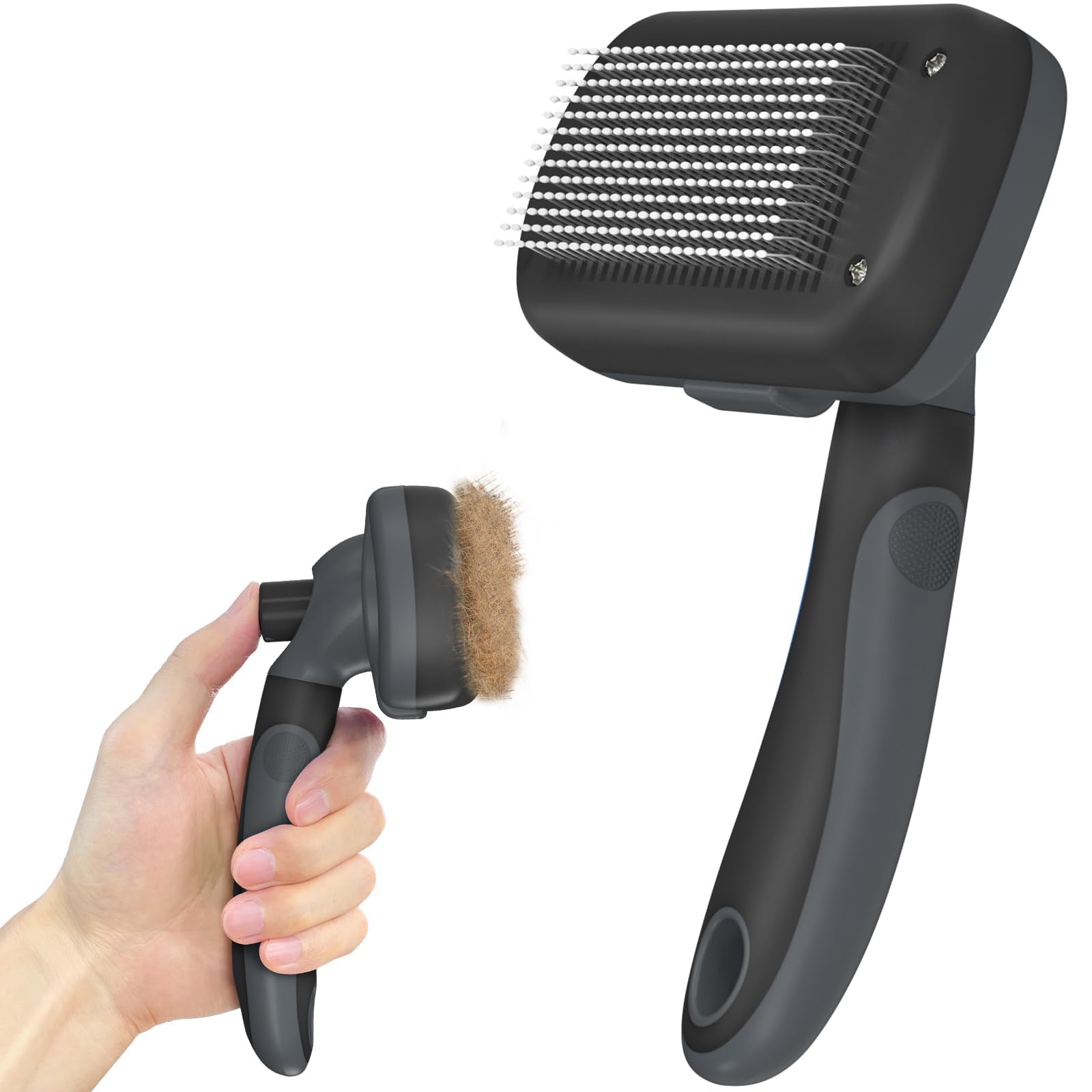 Dipoo brosse deshedding auto-nettoyage, élimine les poils des chiens et chats.
