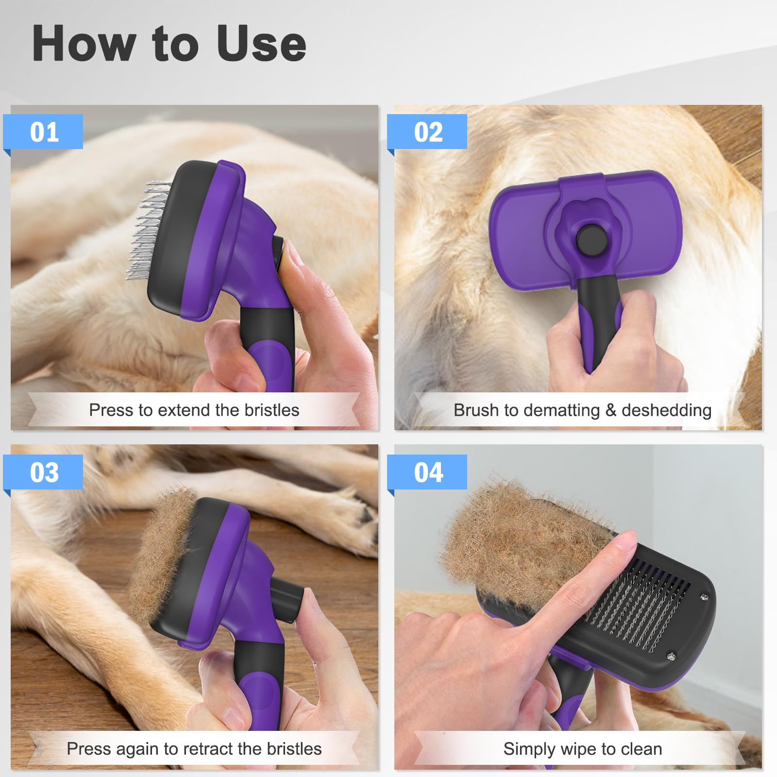 Brosse Dipoo avec bouton de libération, nettoyage rapide.