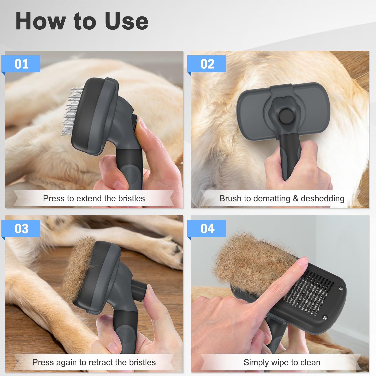Dipoo brosse idéale pour pelage domestique, usage quotidien à domicile.