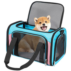 Discala sac transport chat bleu, léger et pratique pour trajets en voiture.