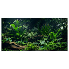 Arrière-plan Dizifinn pour aquarium avec plantes de rivière, décor réaliste.