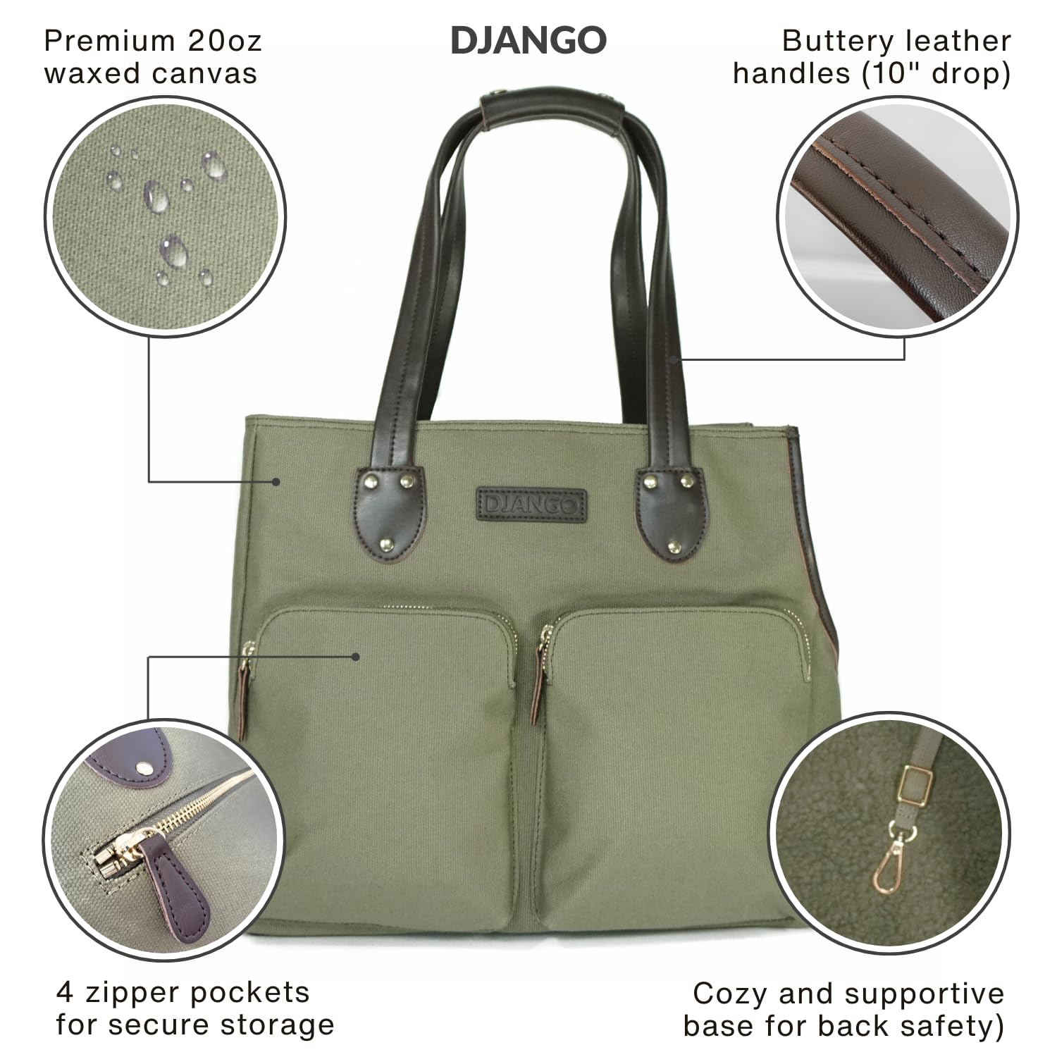 DJANGO sac-porteur-chien, attache sécurité intégrée pour les promenades en toute sécurité.