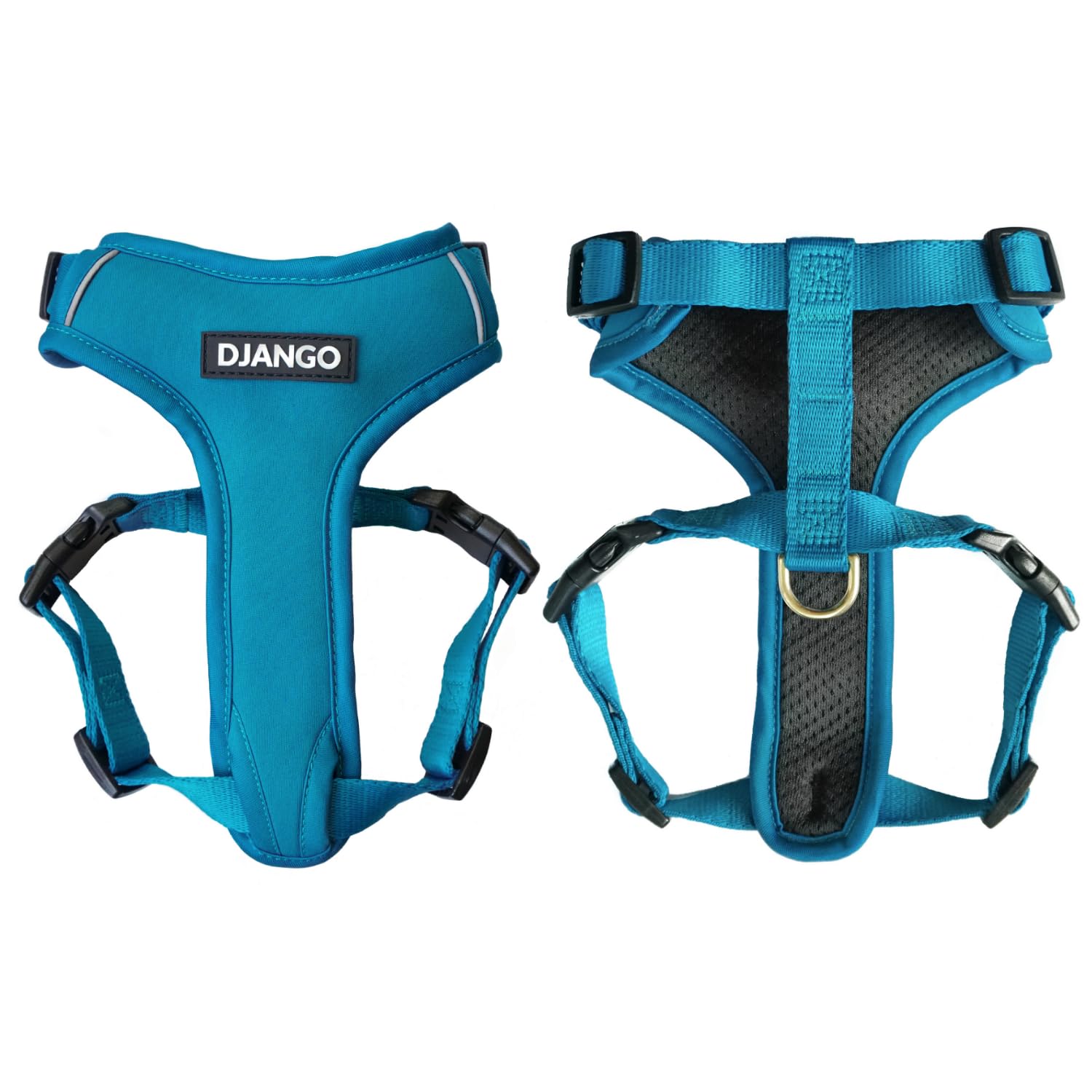 Harnais DJANGO Adventure pour grand chien en néoprène bleu pacifique, confort quotidien.