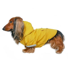Manteau DJANGO Highland pour chien avec capuche imperméable, idéal sous la pluie.