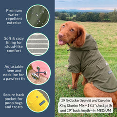 DJANGO Highland veste chien réglages capuche et ourlet pour ajustement personnalisé.