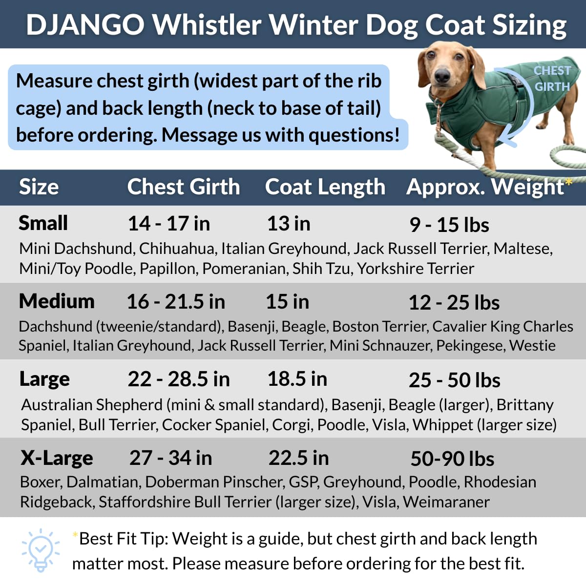 DJANGO manteau puffer petite taille adapte teckel et petits chiens