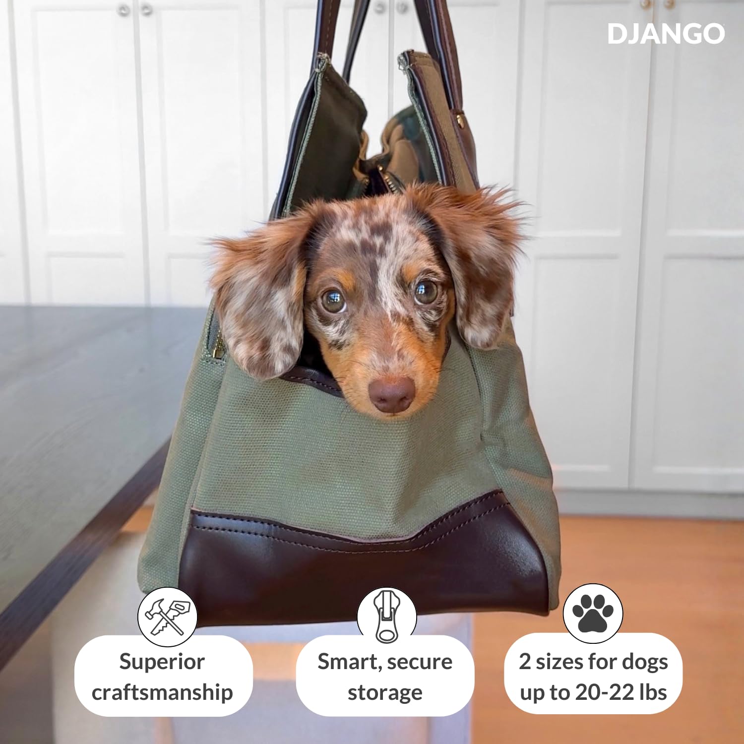 DJANGO sac chien doublure sherpa olive pour le confort intérieur