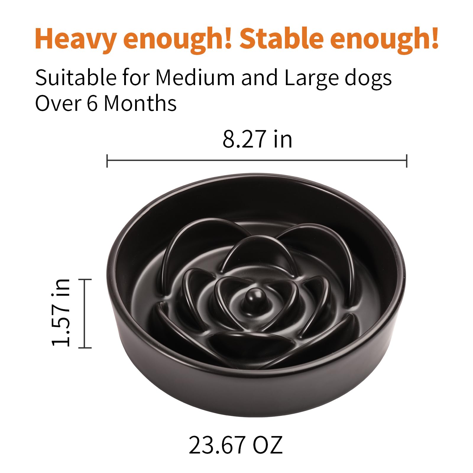 DJJJOOYS bol slow-feeder en céramique, ralentit l ingestion des chiens actifs.