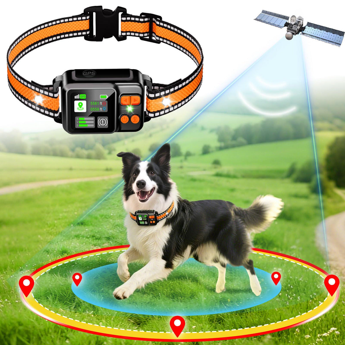 DJNFGQ GPS sans fil – clôture chien, délimitation flexible et sans creusage