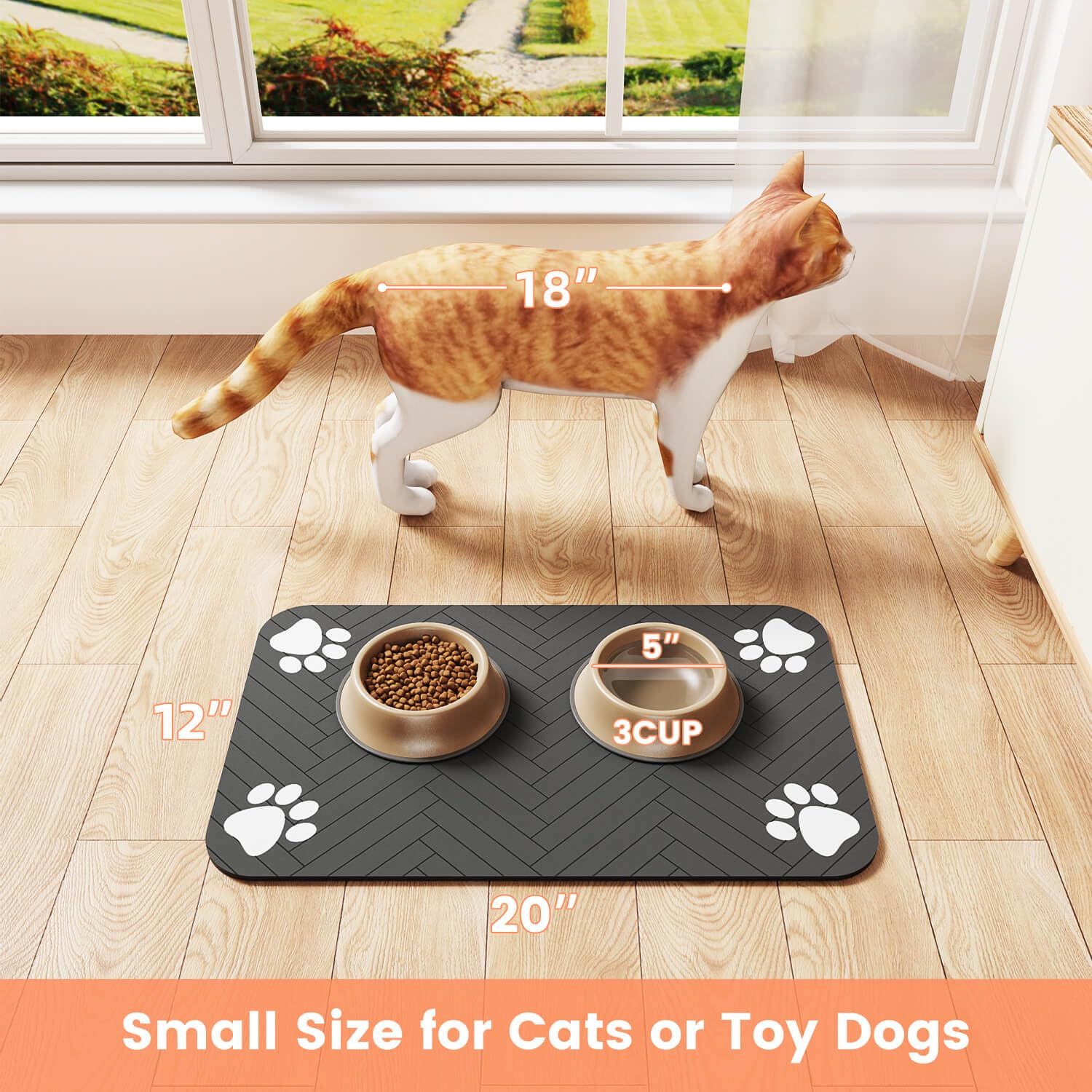 Dimensions 20x12 DK177; grande surface pour repas.