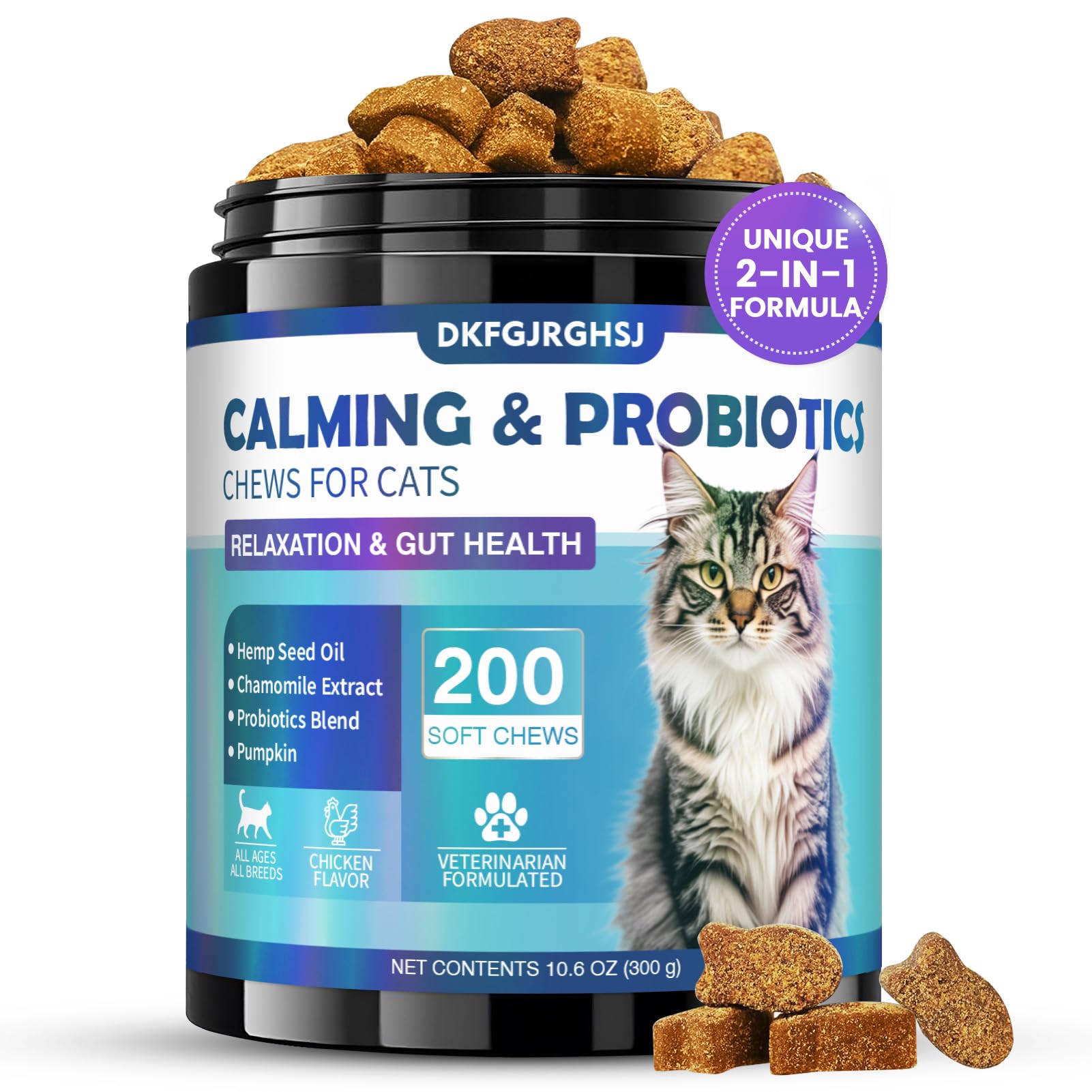 DKFGJRGHSJ Bonbons apaisants pour chat, goût poulet, favorisent le calme après une visite vétérinaire.