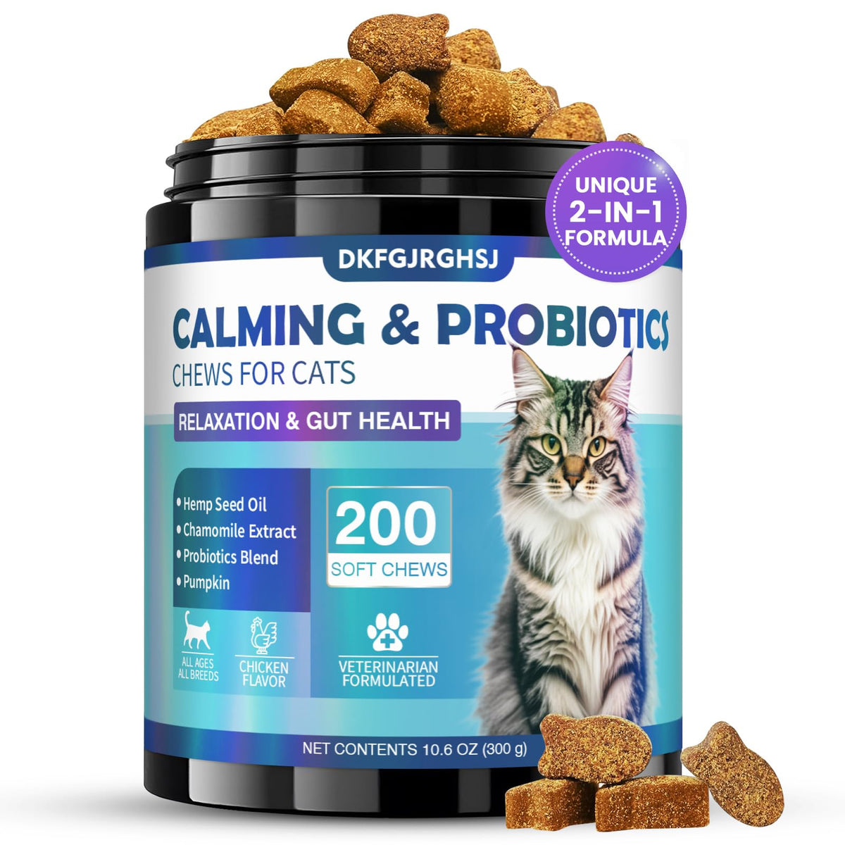 DKFGJRGHSJ Bonbons apaisants pour chat, goût poulet, favorisent le calme après une visite vétérinaire.