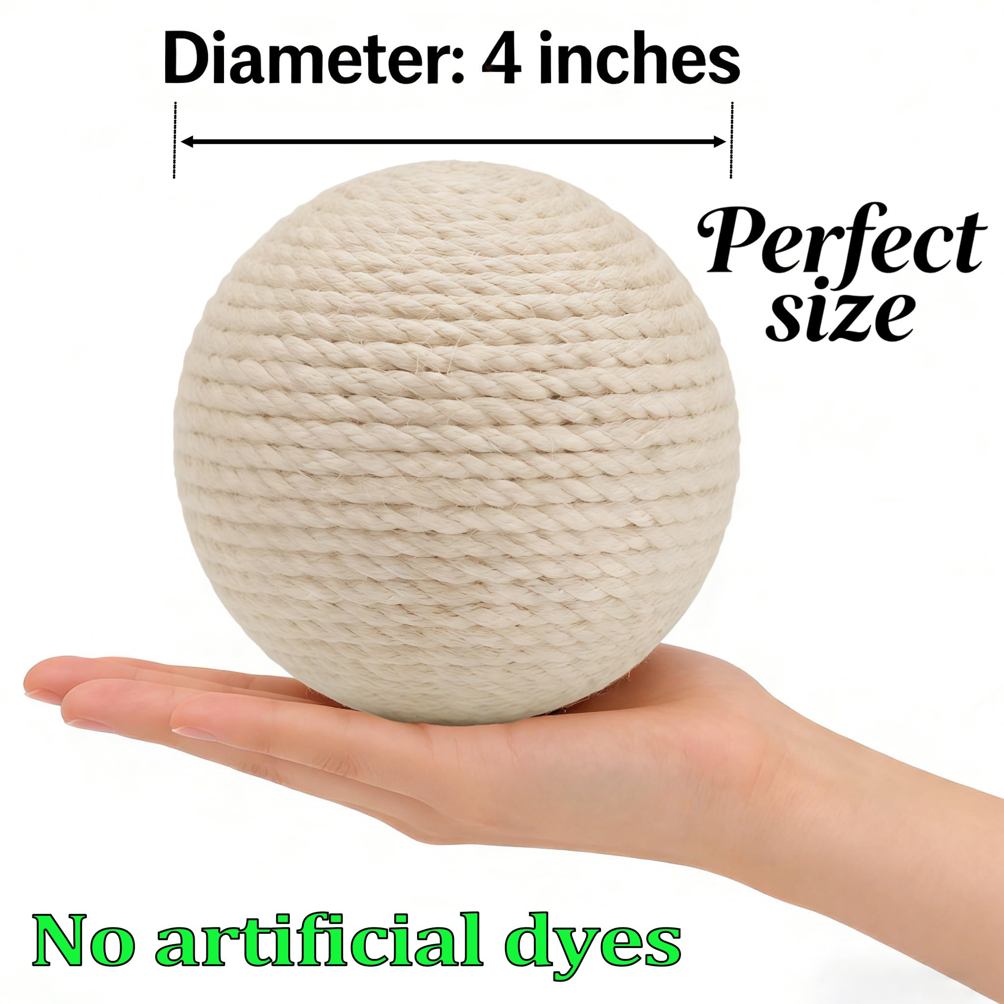 DMZBJ Boules Sisal Chat grande taille, facile à repérer et récupérer.