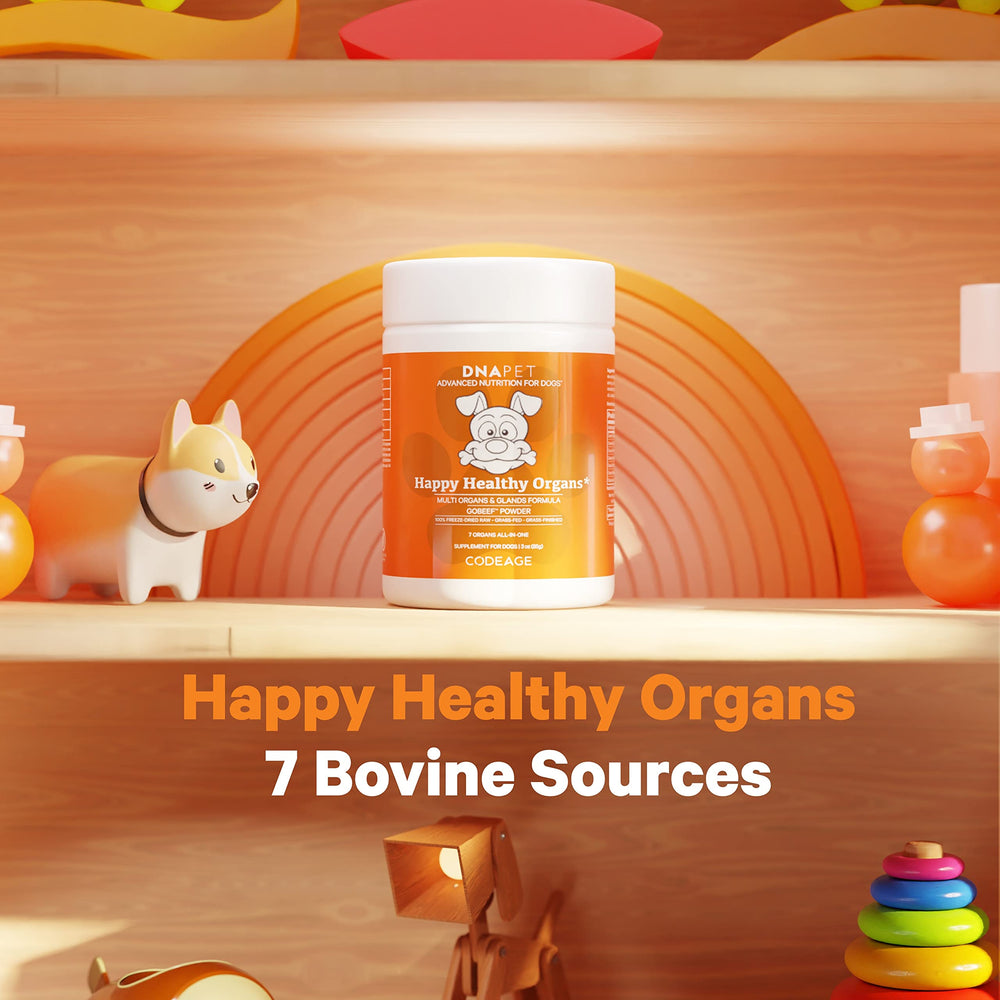 DNA PET Happy Healthy Organs foie bovin en poudre, source naturelle de nutriments.